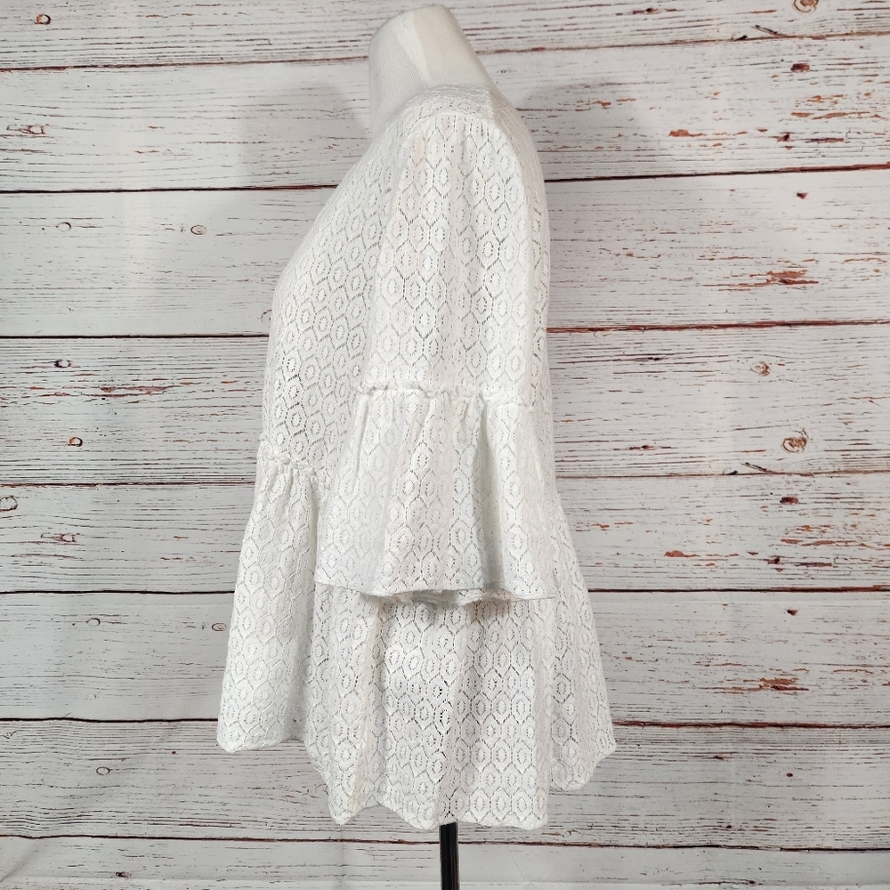 Lilly Pulitzer White Inez Top Geo Diamond Lace Size XL - Picture 4 of 8
